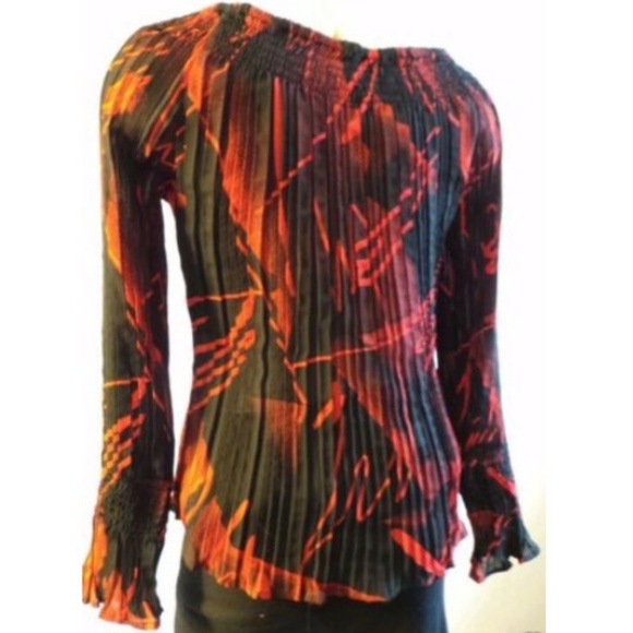 Dress-U by Sharon long sleeve fully crinkled top M - Picture 2 of 7